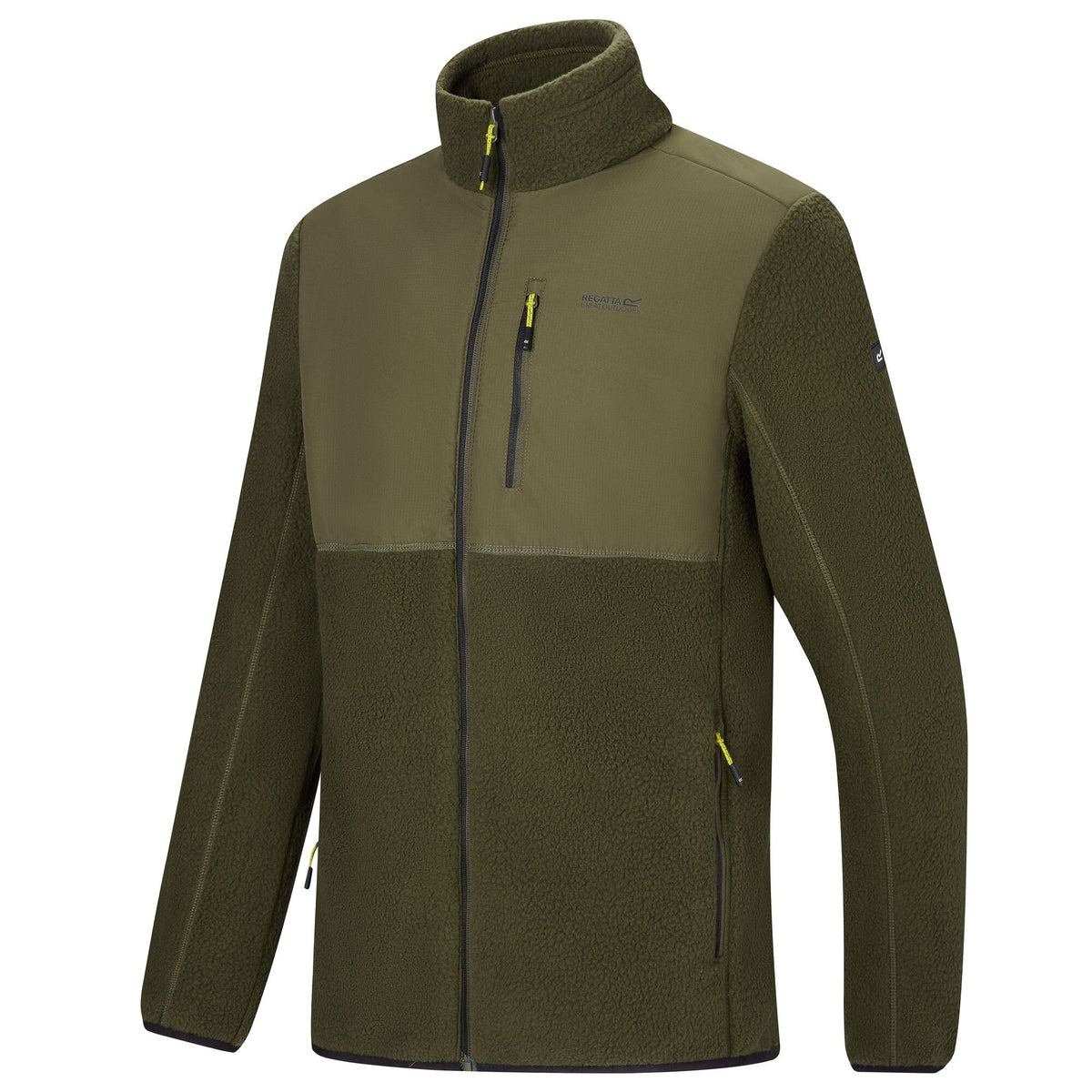 Dark Khaki - Side - Regatta Mens Morran Water Resistant Full Zip Fleece Jacket