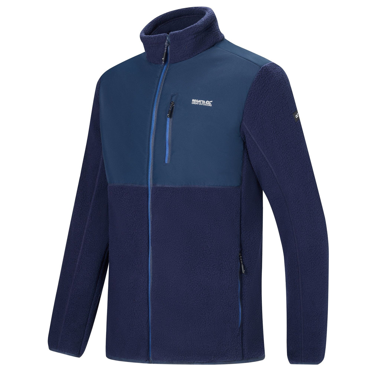 Navy - Side - Regatta Mens Morran Water Resistant Full Zip Fleece Jacket