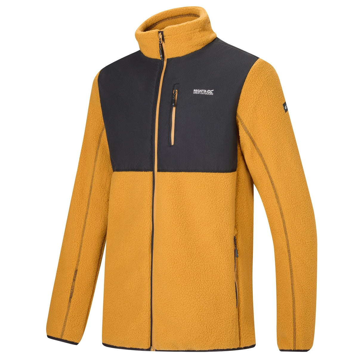 Wood Brown-Black - Side - Regatta Mens Morran Water Resistant Full Zip Fleece Jacket