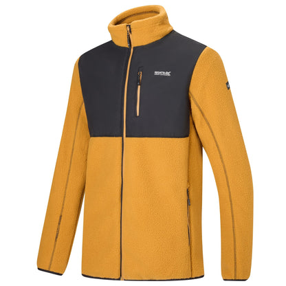 Wood Brown-Black - Side - Regatta Mens Morran Water Resistant Full Zip Fleece Jacket
