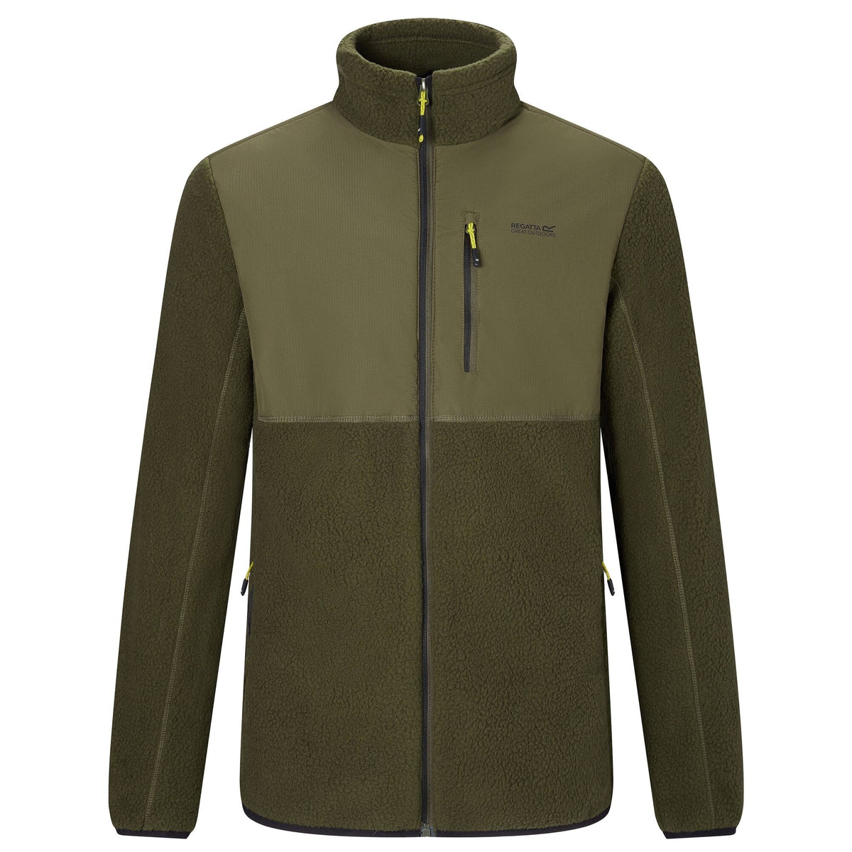 Dark Khaki - Front - Regatta Mens Morran Water Resistant Full Zip Fleece Jacket