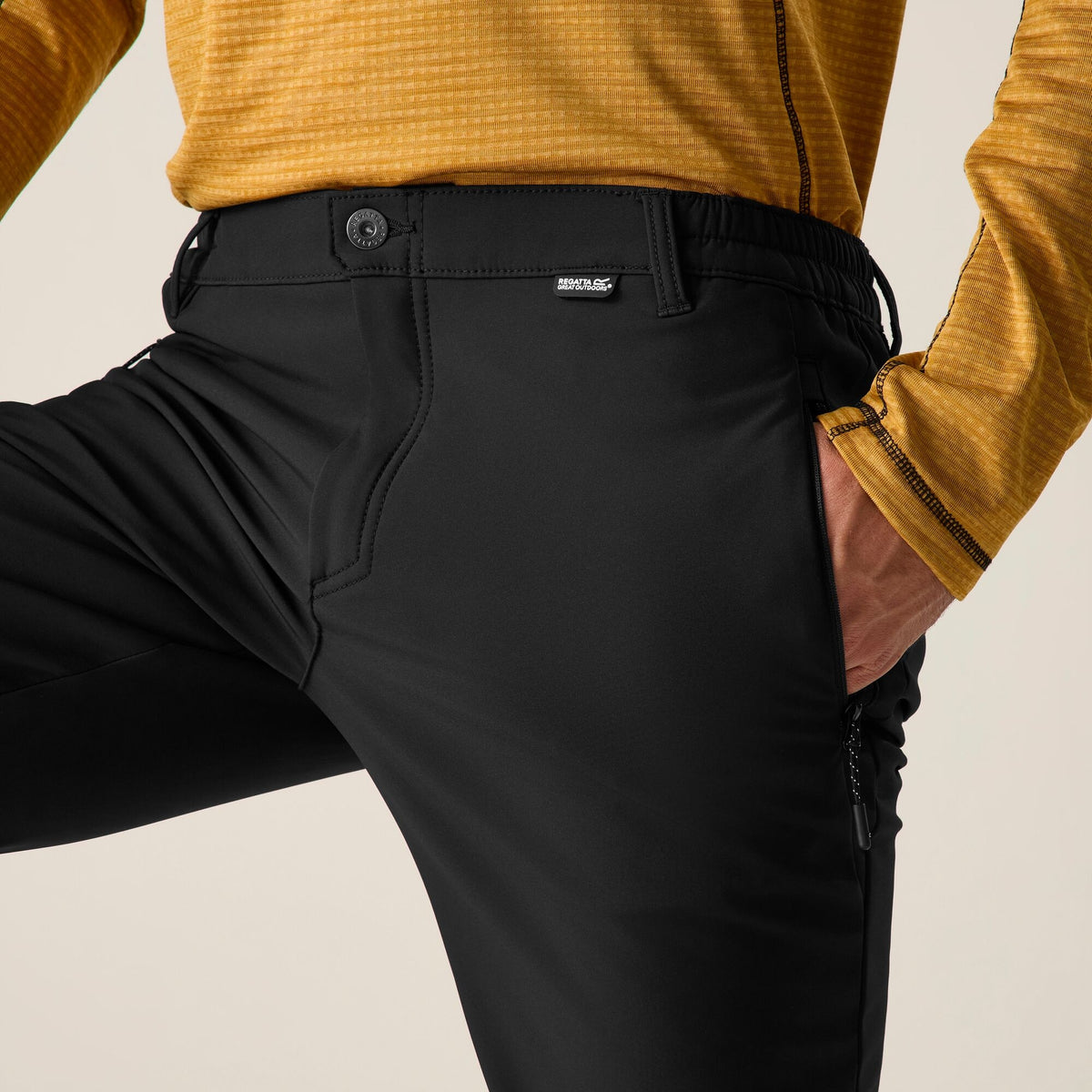 Black - Pack Shot - Regatta Mens Geo Softshell Hiking Trousers