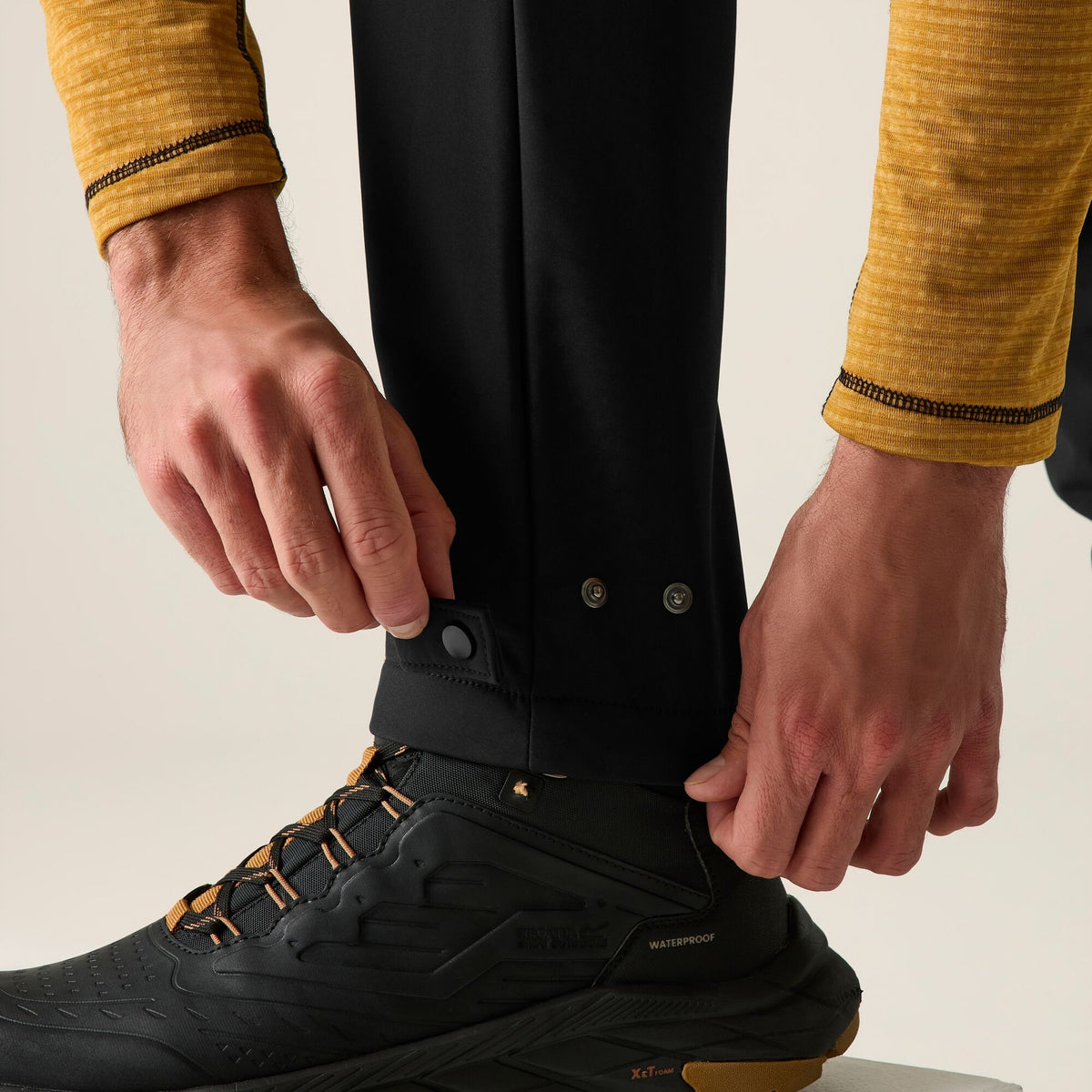 Black - Close up - Regatta Mens Geo Softshell Hiking Trousers