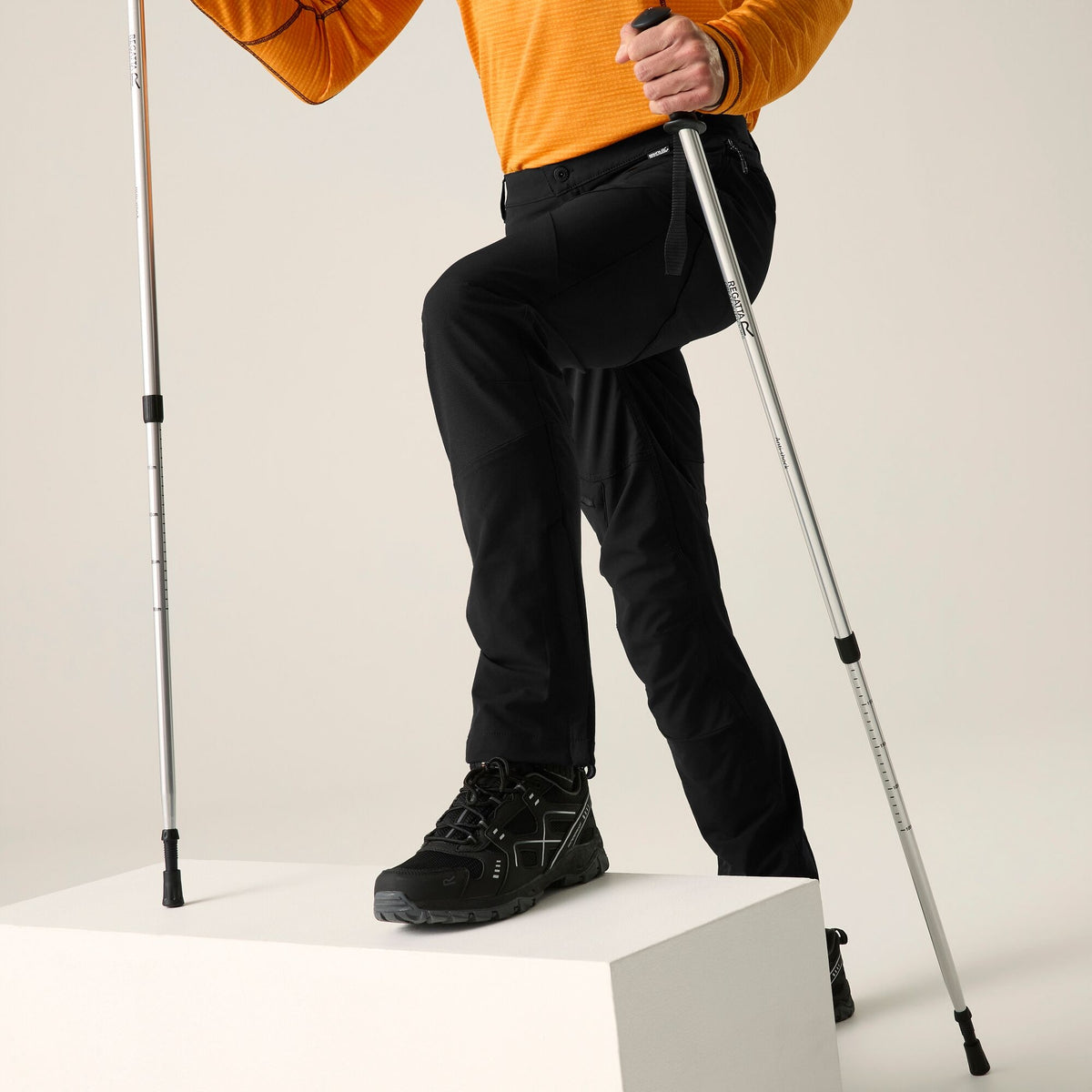 Black - Pack Shot - Regatta Mens Questra Hiking Trousers