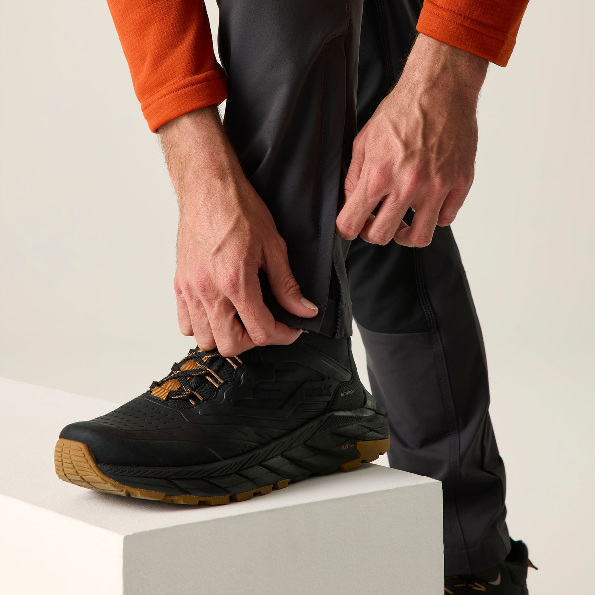 Ash-Black - Side - Regatta Mens Questra Hiking Trousers