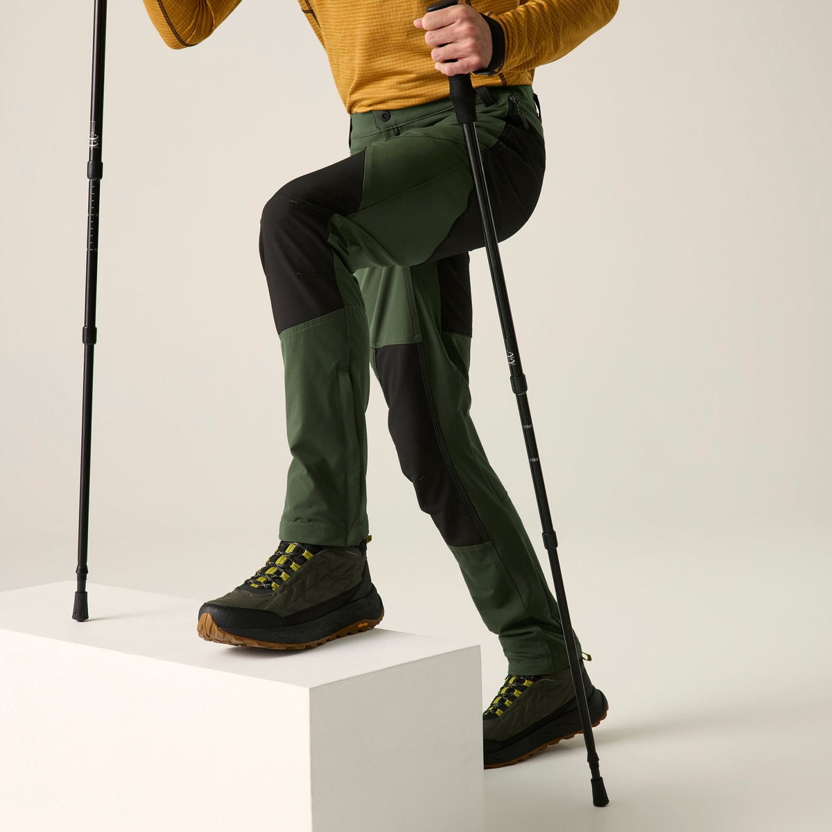 Dark Khaki-Black - Pack Shot - Regatta Mens Questra Hiking Trousers
