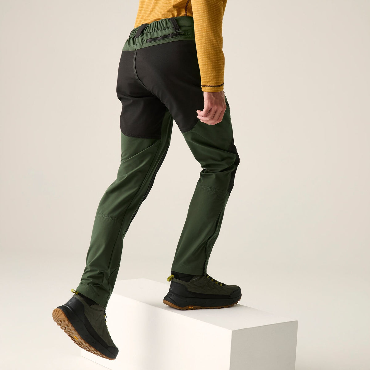Dark Khaki-Black - Close up - Regatta Mens Questra Hiking Trousers
