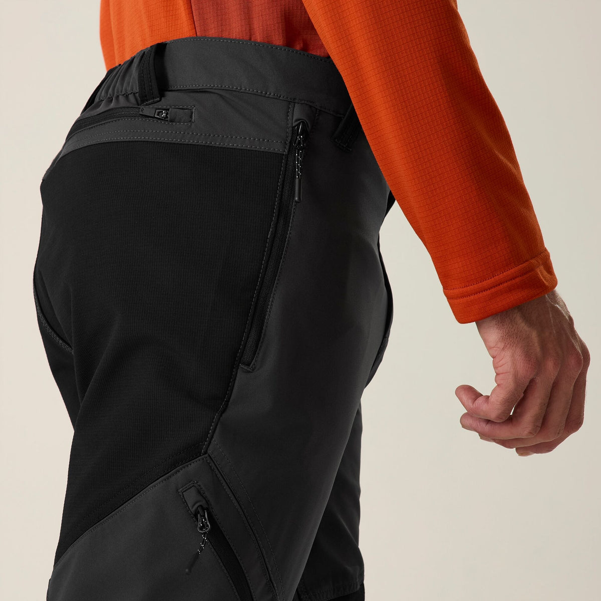 Ash-Black - Pack Shot - Regatta Mens Questra Hiking Trousers