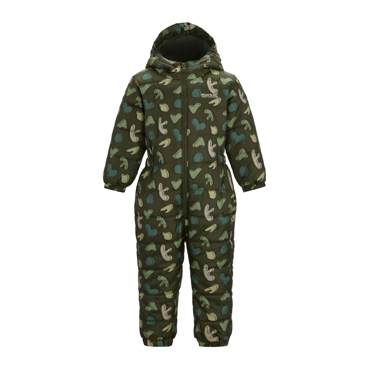 Dark Khaki - Front - Regatta Childrens-Kids Penrose Splodge Quilted Puddle Suit