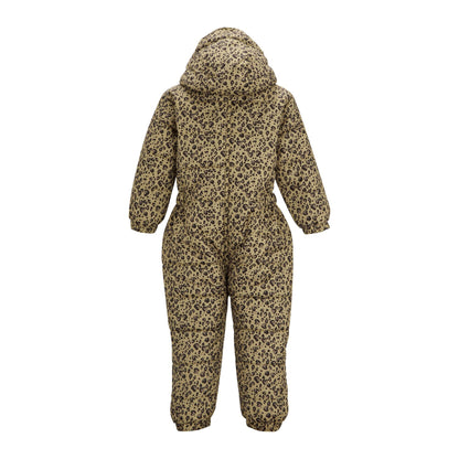 Beige-Dark Brown-Violet - Back - Regatta Childrens-Kids Penrose Heart Leopard Print Quilted Puddle Suit