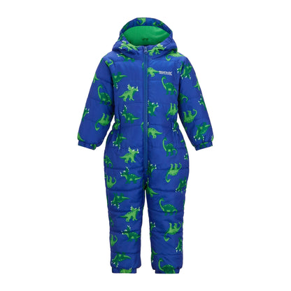 Olympian Blue - Front - Regatta Childrens-Kids Penrose Dinosaur Quilted Puddle Suit