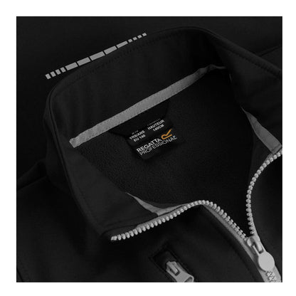 Black-Mineral Grey - Pack Shot - Regatta Childrens-Kids Contrast Zip Soft Shell Jacket