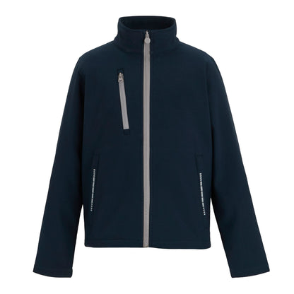 Navy-Mineral Grey - Front - Regatta Childrens-Kids Contrast Zip Soft Shell Jacket
