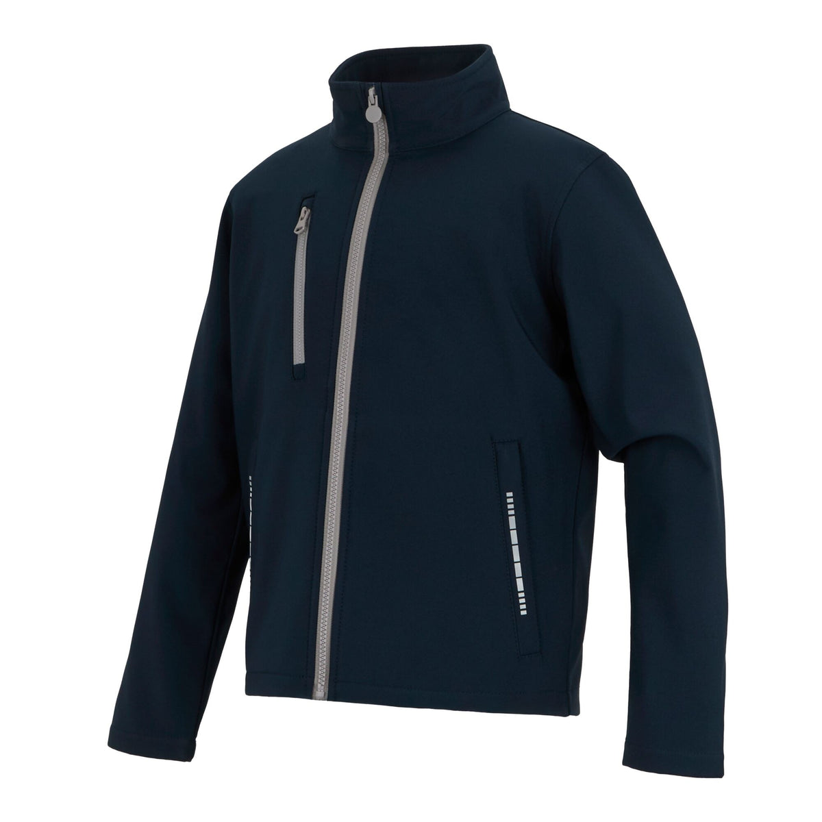 Navy-Mineral Grey - Side - Regatta Childrens-Kids Contrast Zip Soft Shell Jacket