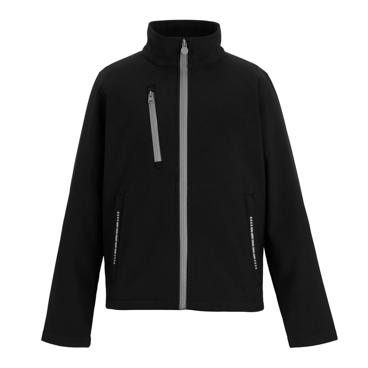 Black-Mineral Grey - Front - Regatta Childrens-Kids Contrast Zip Soft Shell Jacket