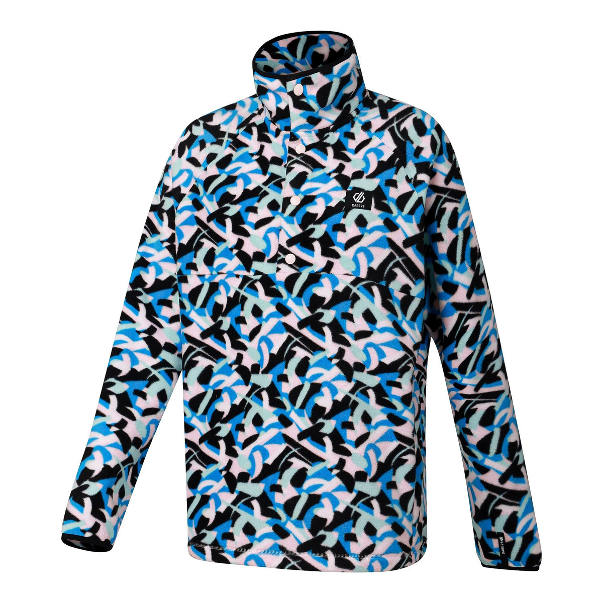 Multicoloured - Side - Dare 2B Womens-Ladies Swirl Button Fleece Top