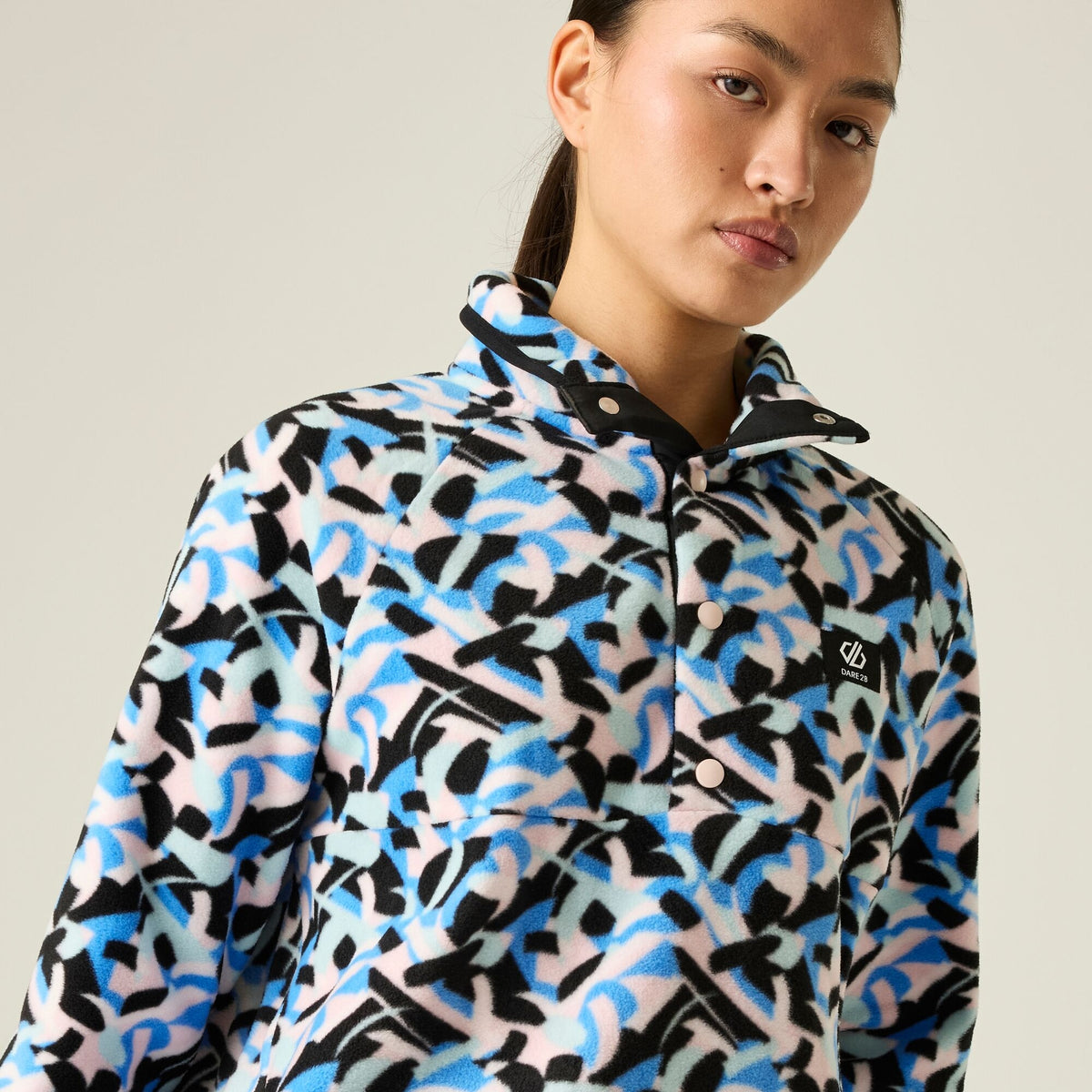 Multicoloured - Pack Shot - Dare 2B Womens-Ladies Swirl Button Fleece Top