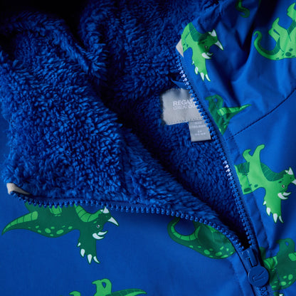 Olympian Blue - Pack Shot - Regatta Childrens-Kids Dinosaur All-Over Print Changing Robe