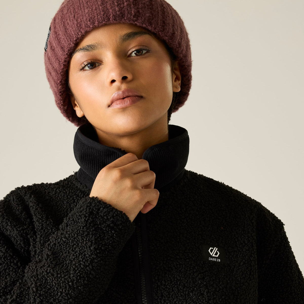 Black - Pack Shot - Dare 2B Womens-Ladies Zephyr Borg Fleece Jacket