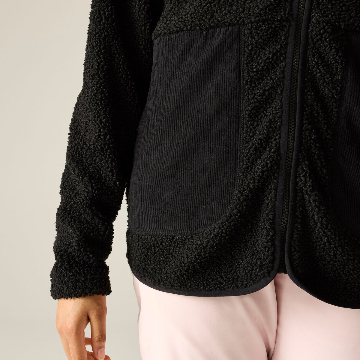 Black - Close up - Dare 2B Womens-Ladies Zephyr Borg Fleece Jacket