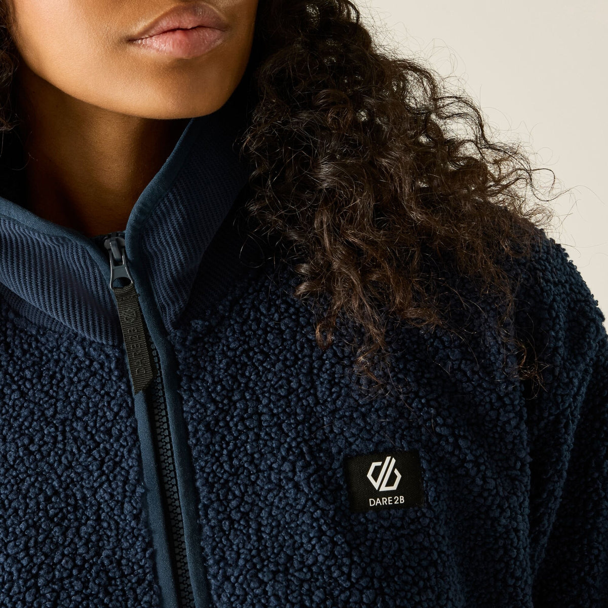 Navy - Close up - Dare 2B Womens-Ladies Zephyr Borg Fleece Jacket