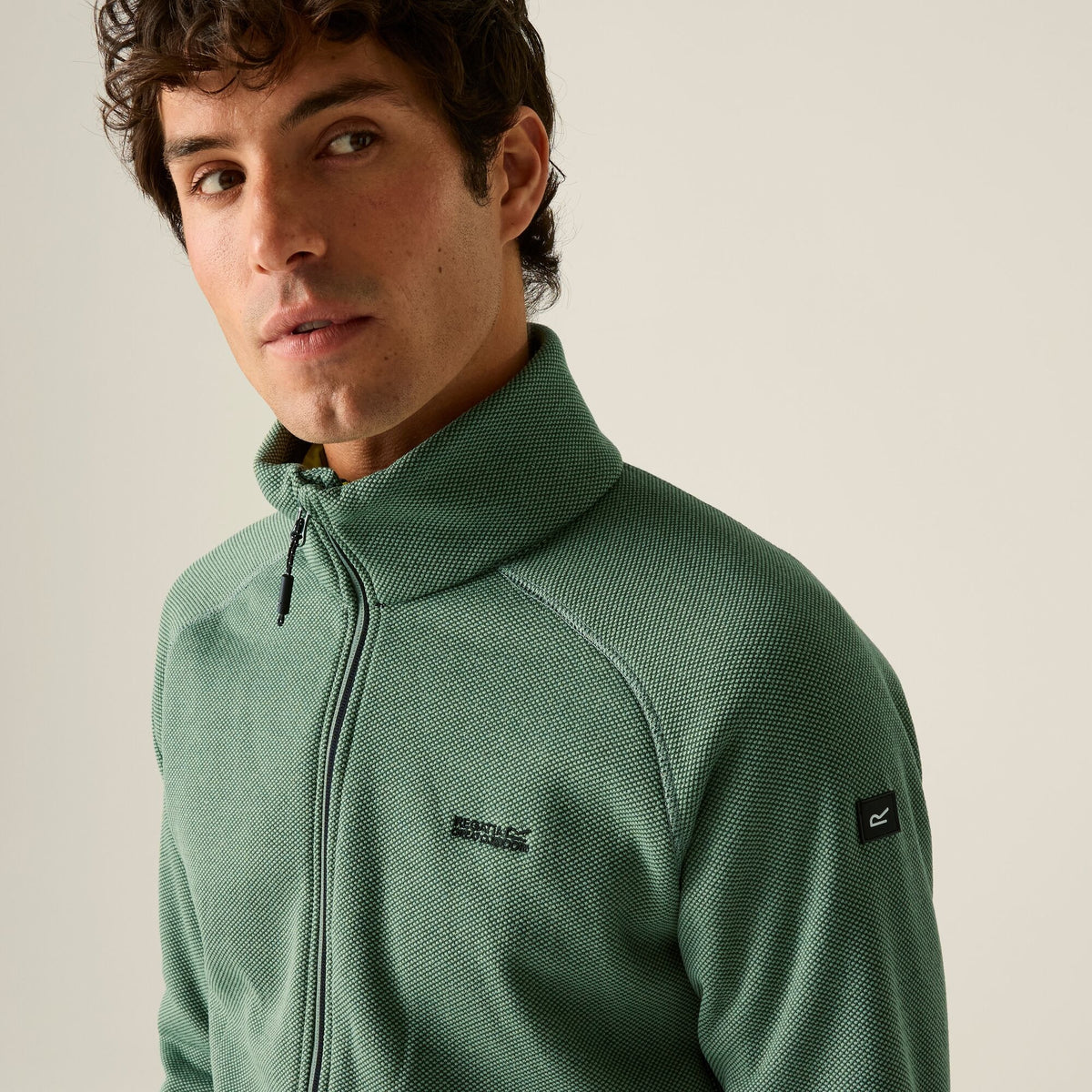 Dark Forest Green-Black - Pack Shot - Regatta Mens Rike Full Zip Fleece Jacket