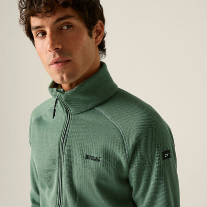 Dark Forest Green-Black - Pack Shot - Regatta Mens Rike Full Zip Fleece Jacket