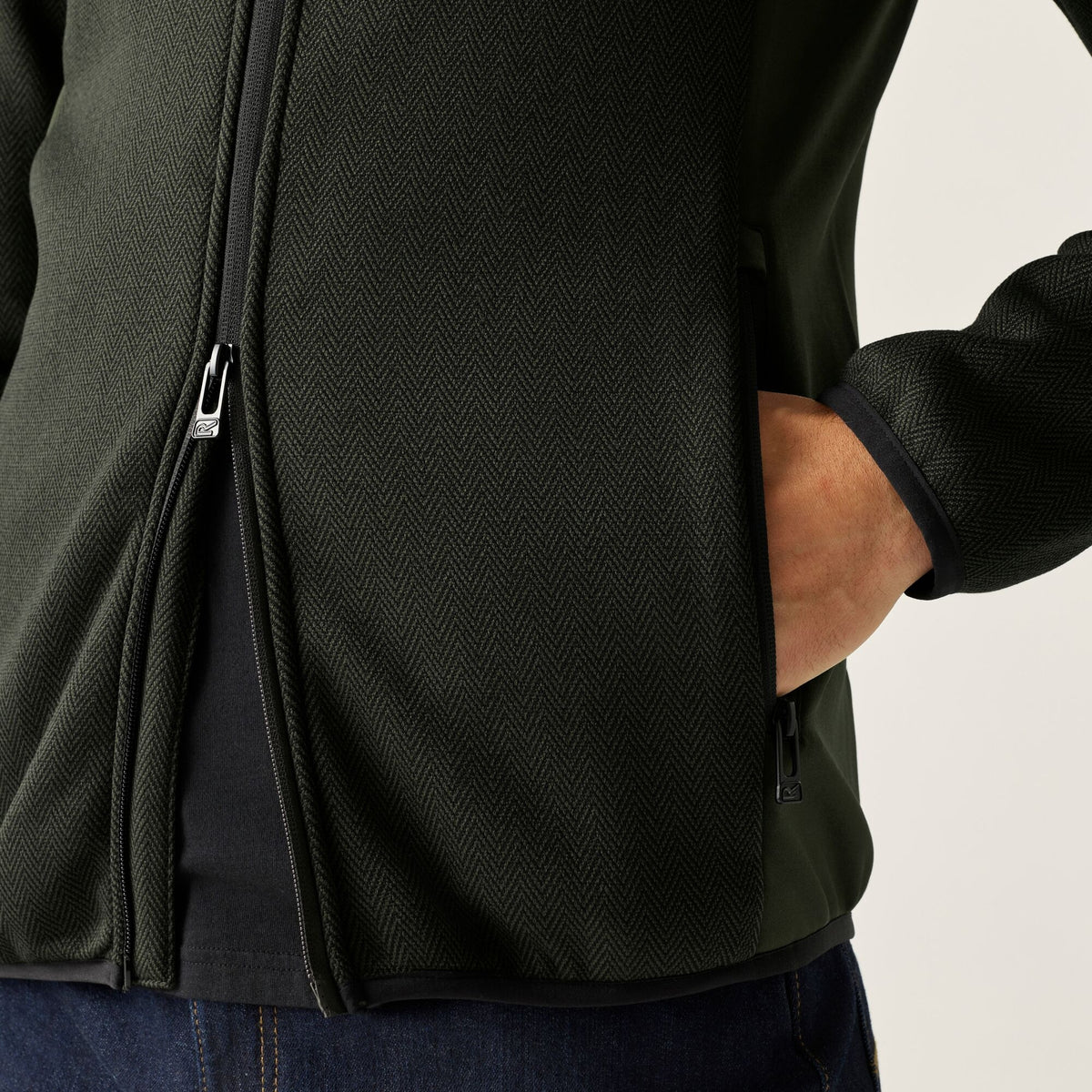 Dark Khaki - Close up - Regatta Mens Brayleigh Full Zip Fleece Jacket