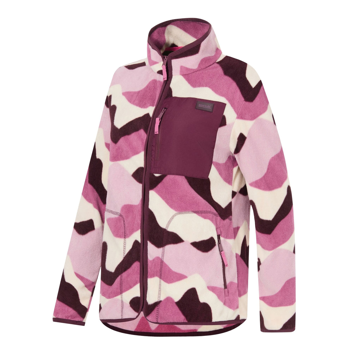 Light Pink-Deep Burgundy-Off White - Side - Regatta Womens-Ladies Frankie Mountain Full Zip Fleece Jacket