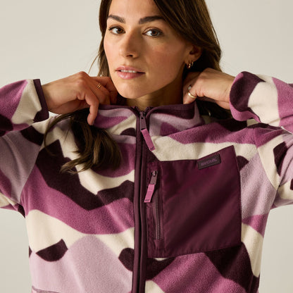 Light Pink-Deep Burgundy-Off White - Pack Shot - Regatta Womens-Ladies Frankie Mountain Full Zip Fleece Jacket