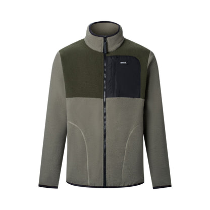 Smokey Olive-Dark Khaki - Front - Regatta Mens Frankie Colour Block Borg Fleece Jacket