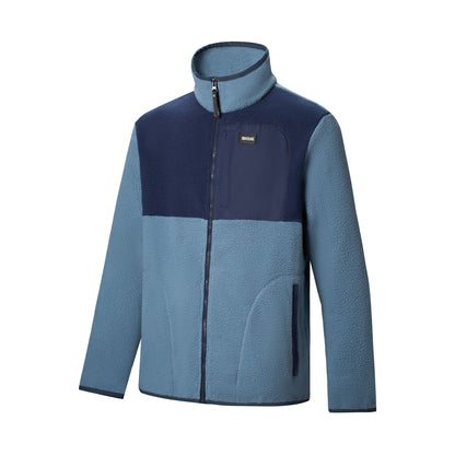 Grey Mirage-Navy - Side - Regatta Mens Frankie Colour Block Borg Fleece Jacket