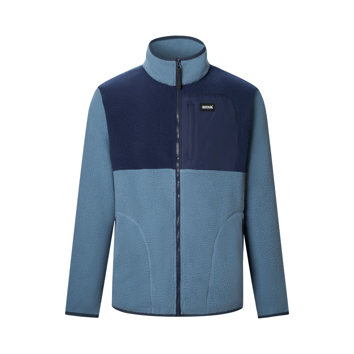 Grey Mirage-Navy - Front - Regatta Mens Frankie Colour Block Borg Fleece Jacket