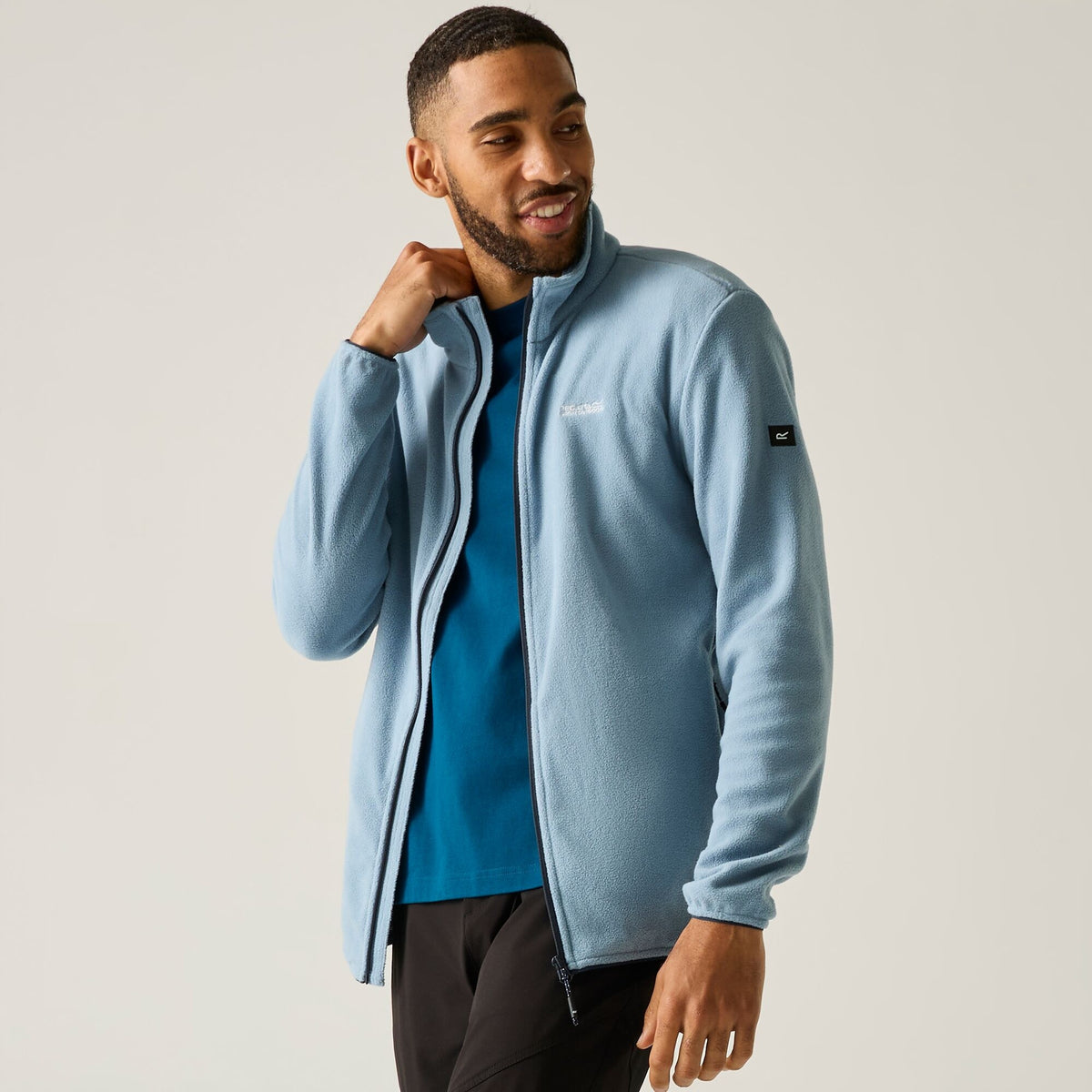 Dusky Blue - Close up - Regatta Mens Harrow Full Zip Fleece Jacket