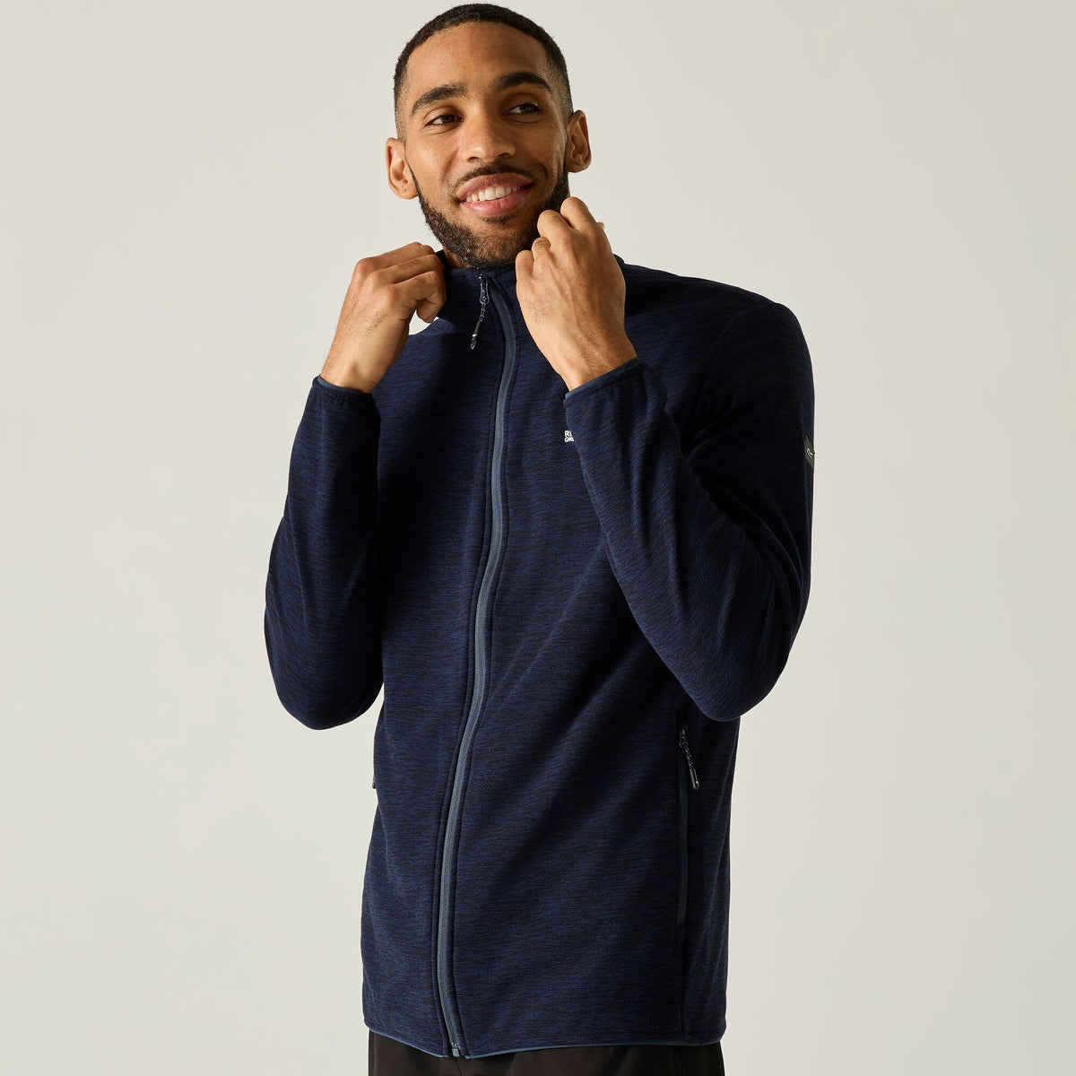 Navy Marl - Close up - Regatta Mens Harrow Full Zip Fleece Jacket