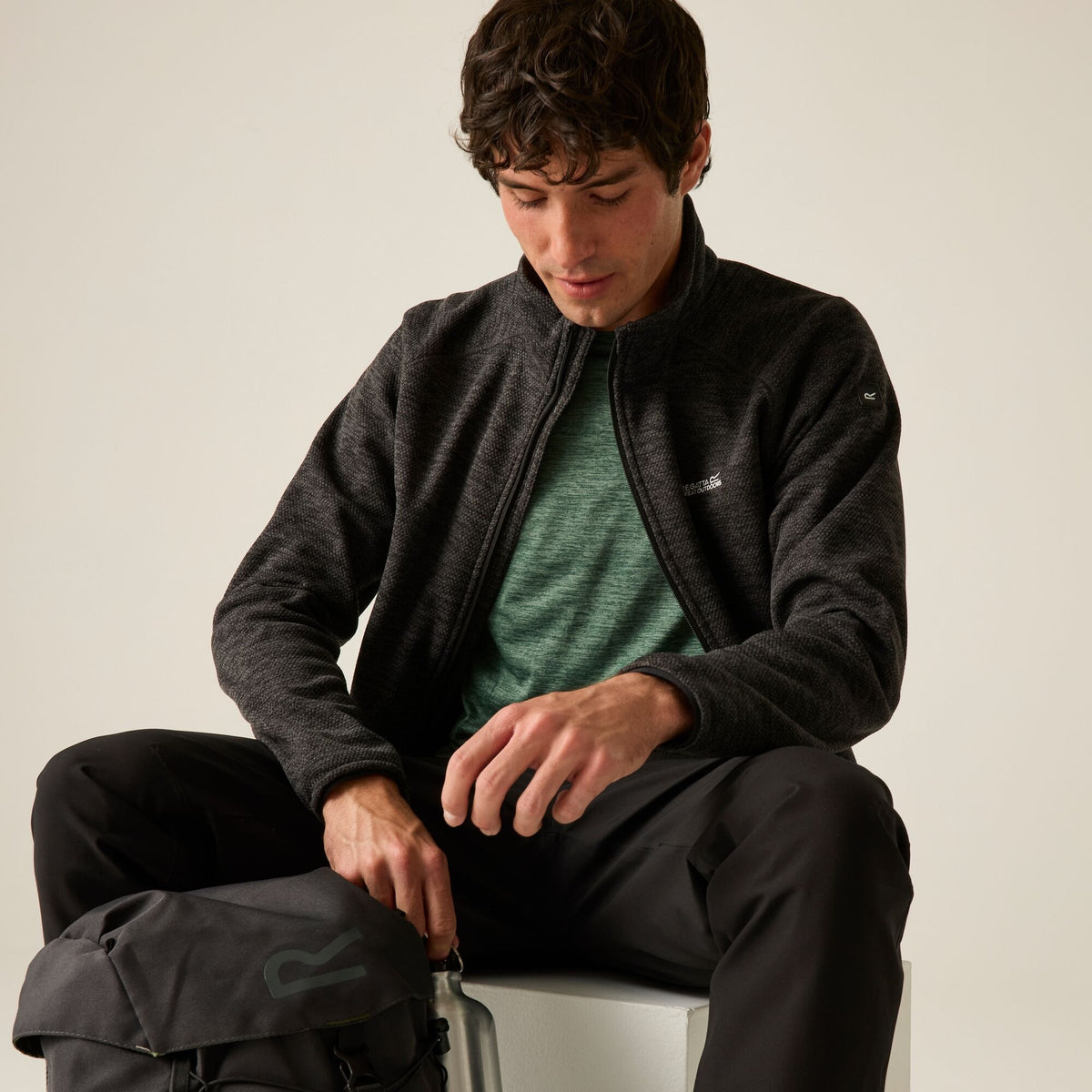 Black Marl - Close up - Regatta Mens Harrow Full Zip Fleece Jacket
