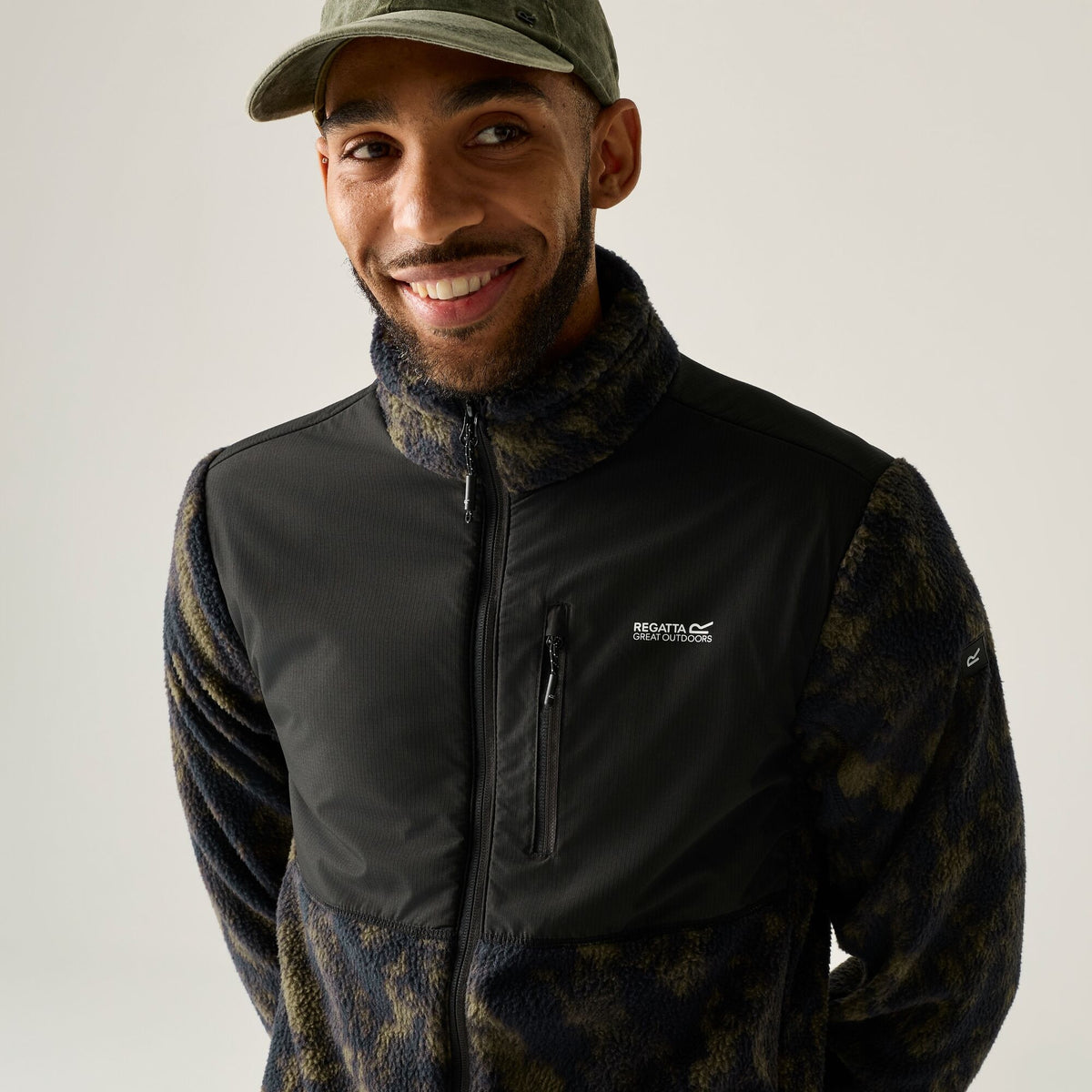 Black - Close up - Regatta Mens Printed Textured Fleece Jacket