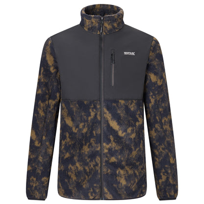 Black - Front - Regatta Mens Printed Textured Fleece Jacket