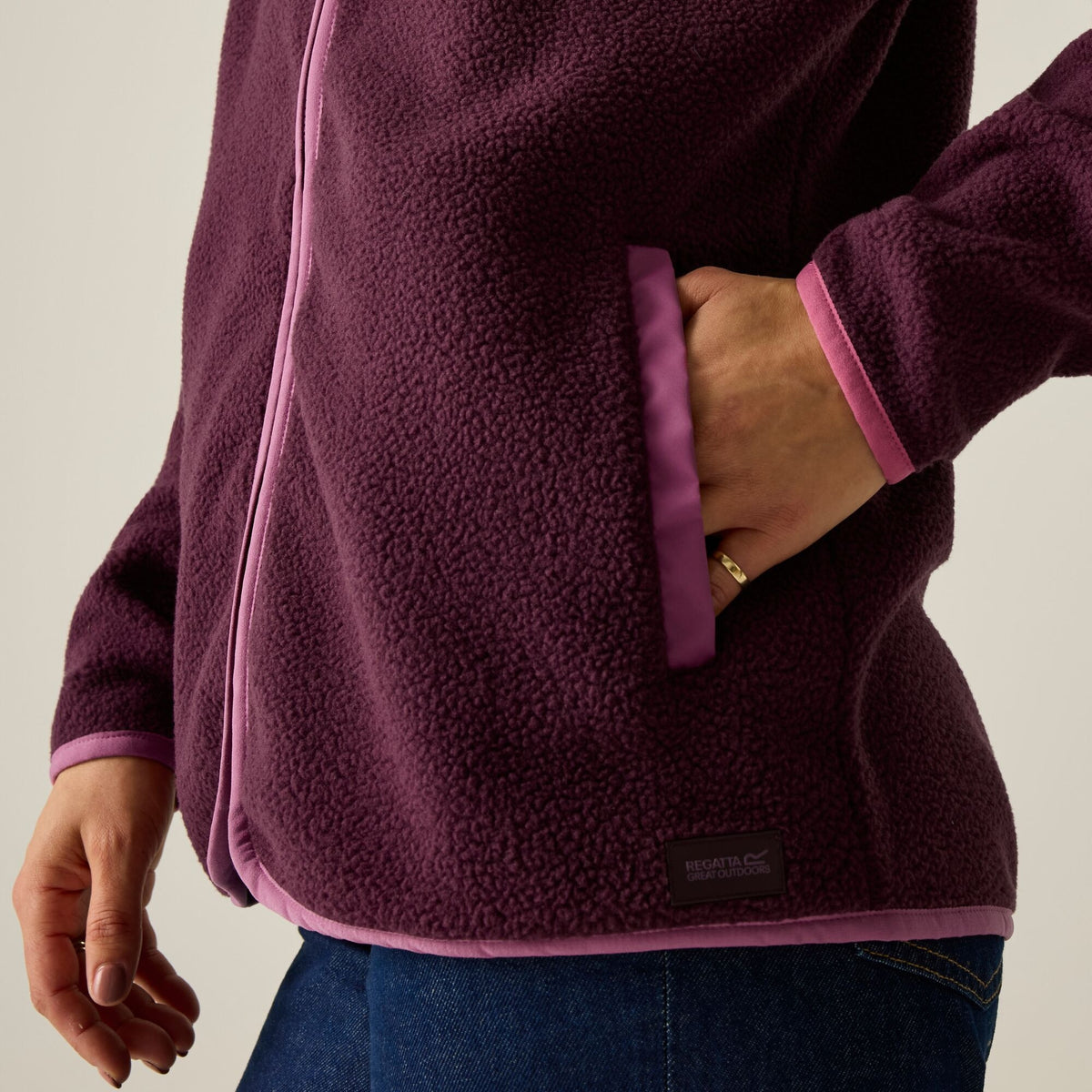 Fig Violet - Pack Shot - Regatta Womens-Ladies Frankie Borg Full Zip Fleece Jacket
