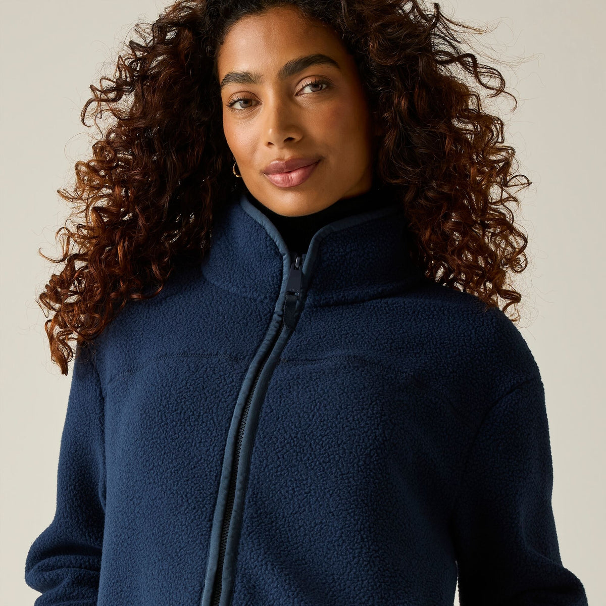 Navy - Pack Shot - Regatta Womens-Ladies Frankie Borg Full Zip Fleece Jacket