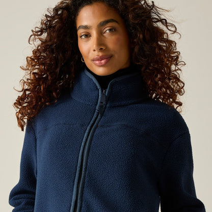 Navy - Pack Shot - Regatta Womens-Ladies Frankie Borg Full Zip Fleece Jacket