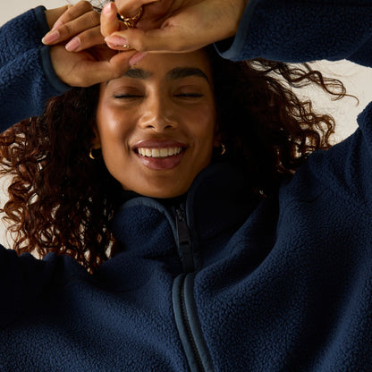Navy - Close up - Regatta Womens-Ladies Frankie Borg Full Zip Fleece Jacket