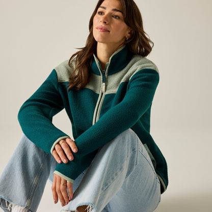 Deep Pine-Glacier - Close up - Regatta Womens-Ladies Frankie Borg Full Zip Fleece Jacket