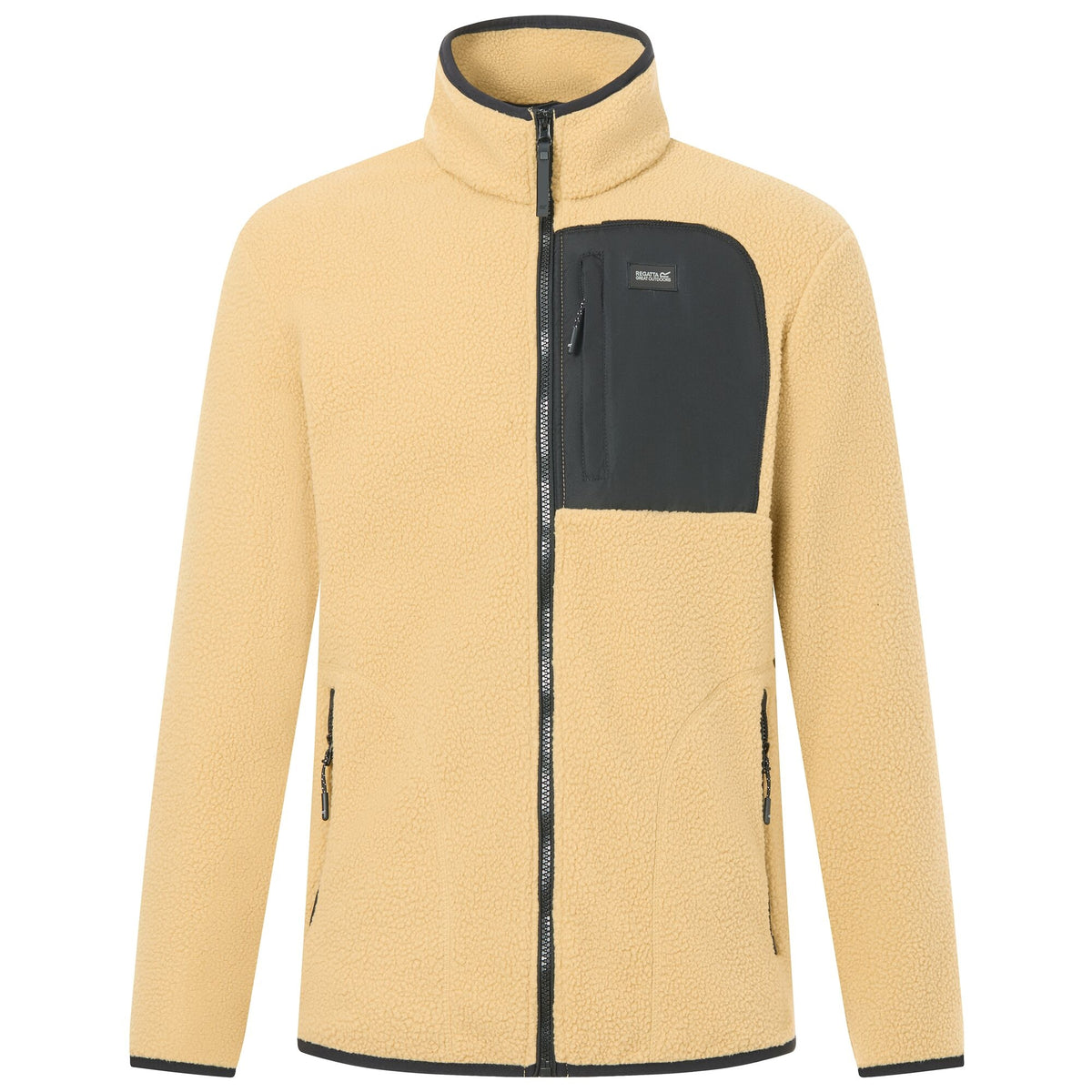 Desert Beige-Black - Front - Regatta Mens Frankie Borg Fleece Jacket