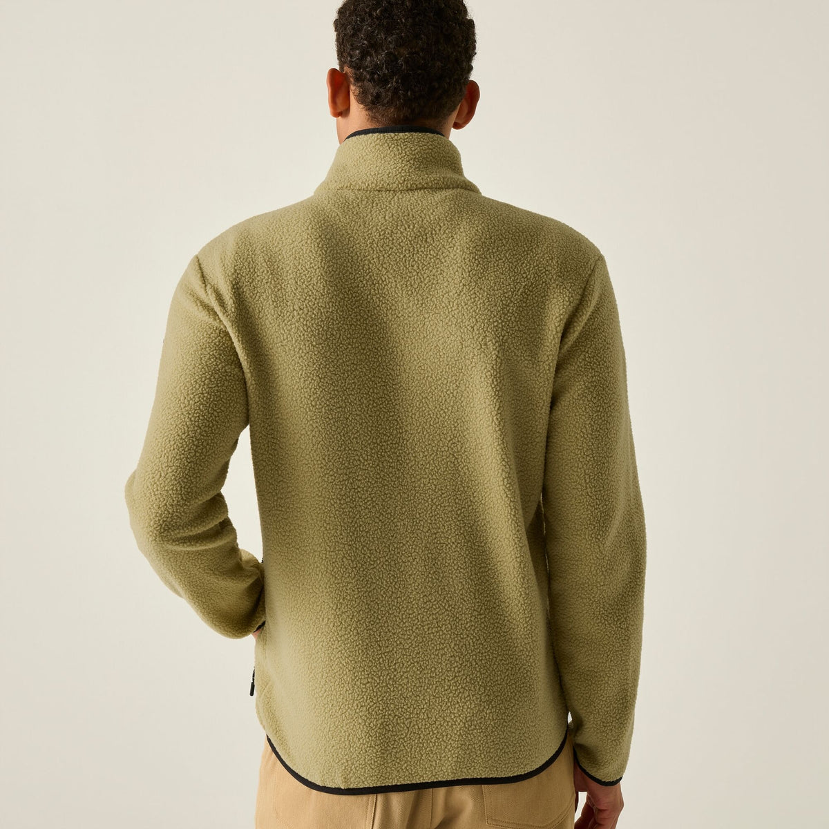 Desert Beige-Black - Back - Regatta Mens Frankie Borg Fleece Jacket