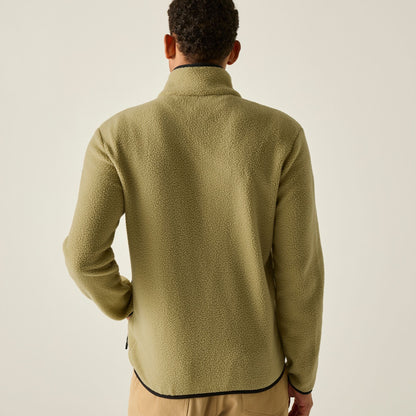 Desert Beige-Black - Back - Regatta Mens Frankie Borg Fleece Jacket