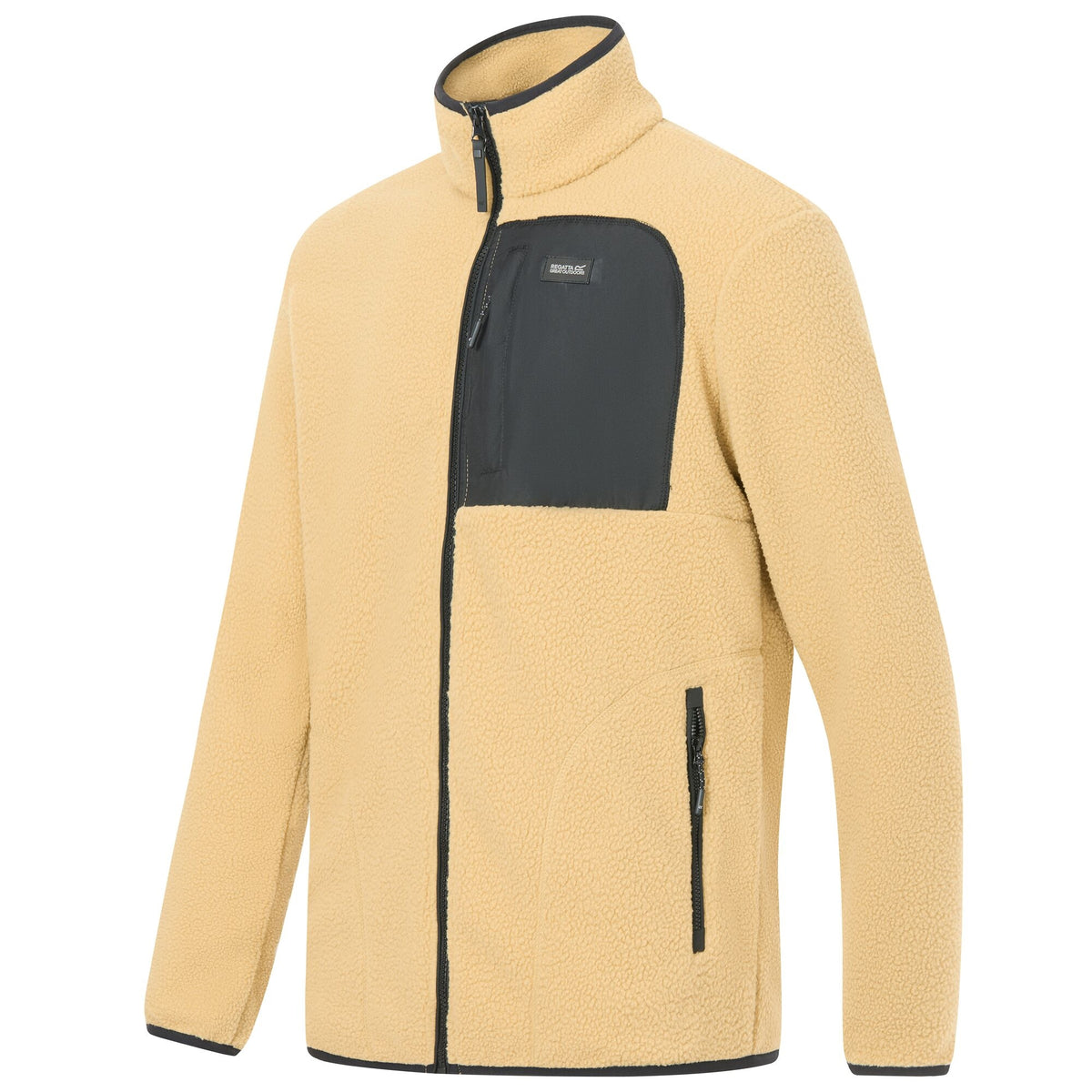 Desert Beige-Black - Side - Regatta Mens Frankie Borg Fleece Jacket