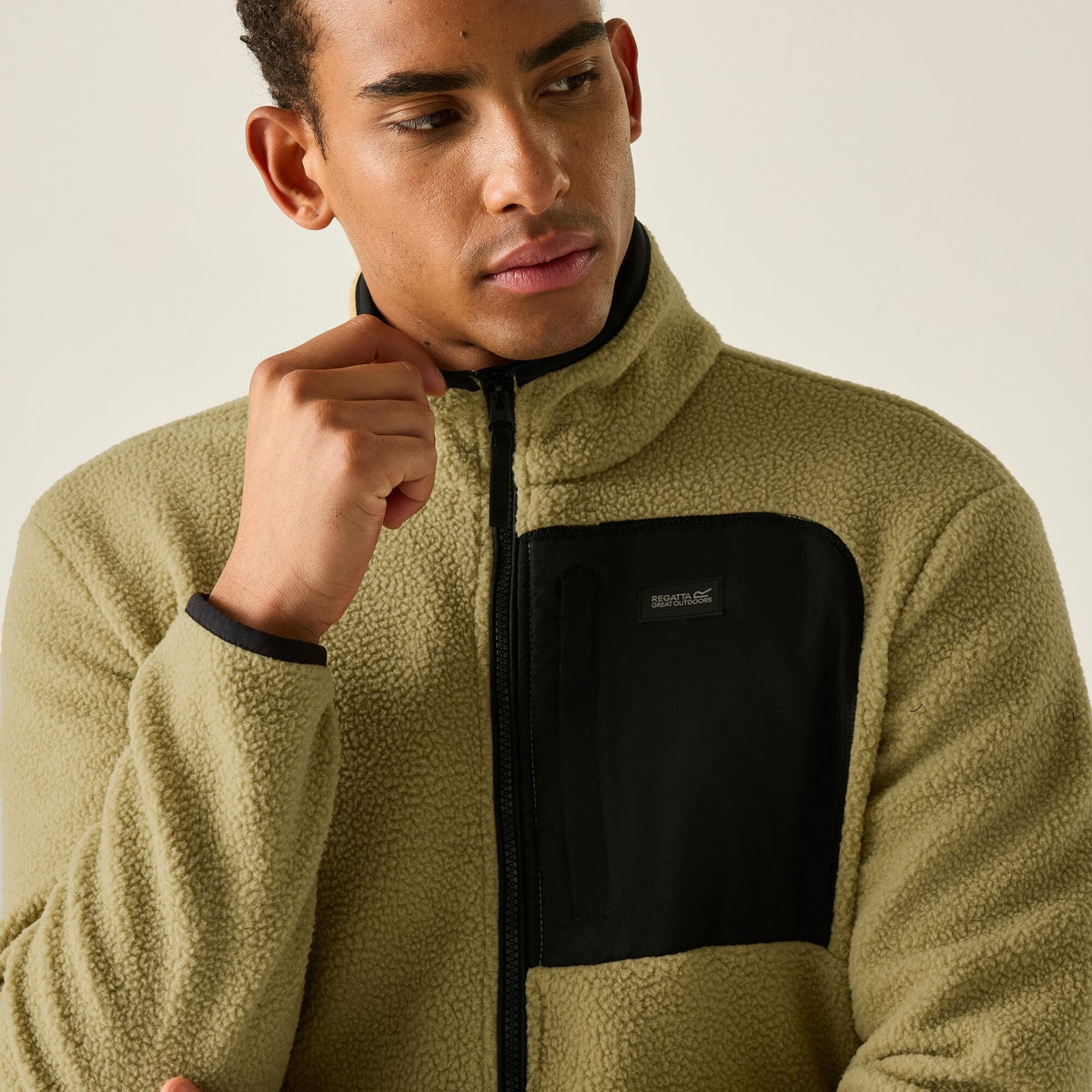 Desert Beige-Black - Lifestyle - Regatta Mens Frankie Borg Fleece Jacket