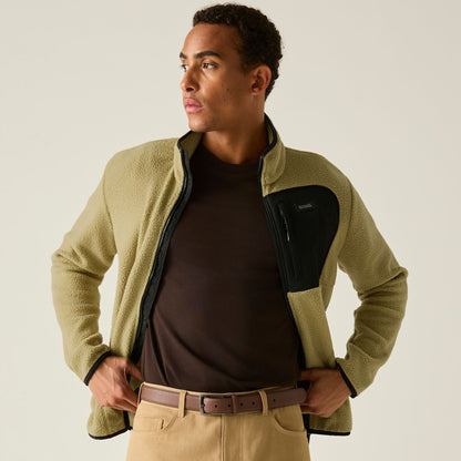 Desert Beige-Black - Pack Shot - Regatta Mens Frankie Borg Fleece Jacket