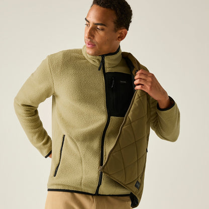 Desert Beige-Black - Close up - Regatta Mens Frankie Borg Fleece Jacket